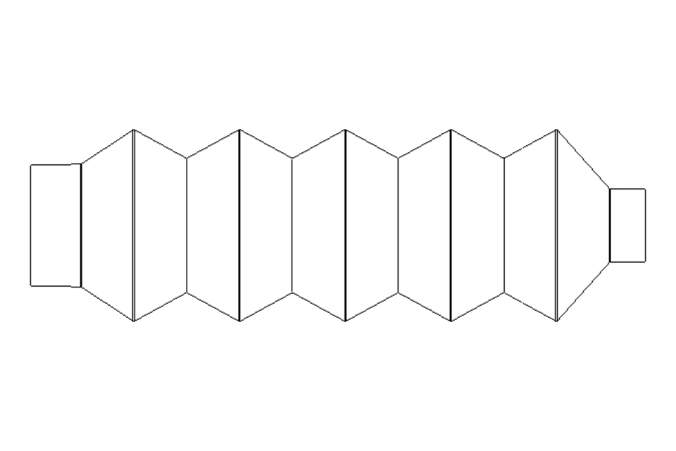 Rubber bellows L=65-350 d=25 D=43